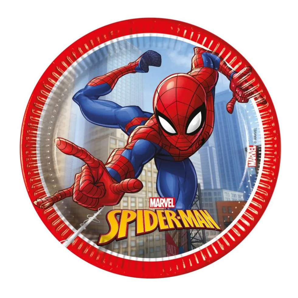 Juego de 8 Platos Spiderman 20 cm
