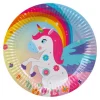 Juego de 6 Platos Unicornio Arcoíris 23 cm