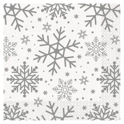 Juego de 16 Servilletas Copos de Nieve