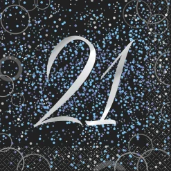 Juego de 16 Servilletas 21 Cumpleaños Azul