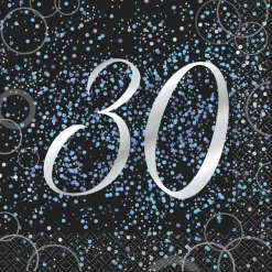 Juego de 16 Servilletas 30 Cumpleaños Azul