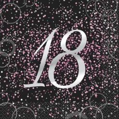 Juego de 16 Servilletas 18 Cumpleaños Rosa