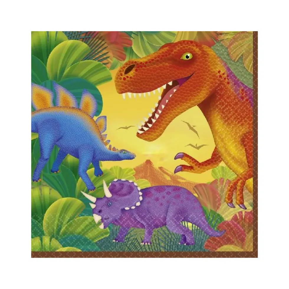 Juego de 16 Servilletas Fiesta Dinosaurios