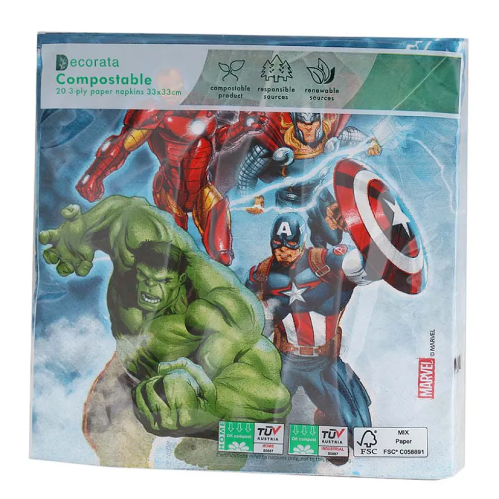 Juego de 20 Servilletas Los Vengadores Compostables