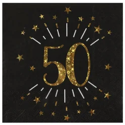 Juego de 10 Servilletas Negras 50 Cumpleaños