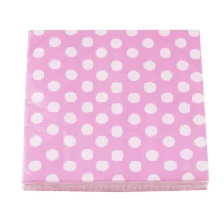 Juego de 12 servilletas Rosas con Lunares Blancos