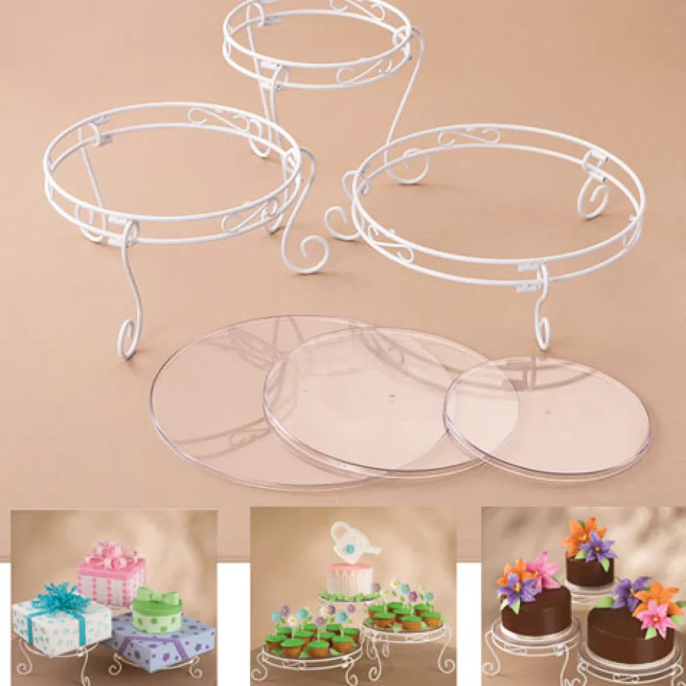 Juego de 3 Soportes Metálicos para Tartas y Dulces
