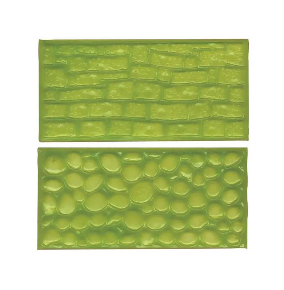 Juego de 2 tapetes texturizadores Adoquines y pared de piedra