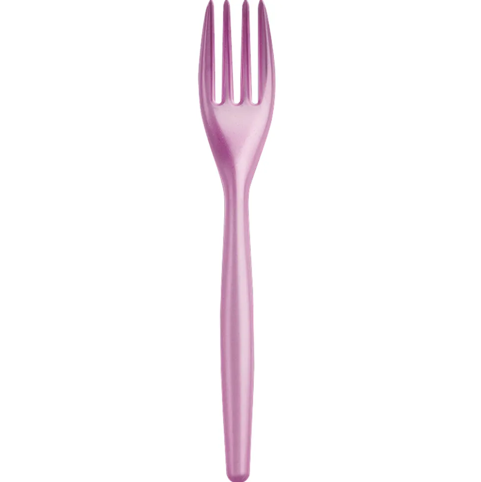 Juego de 20 Tenedores de Plástico Rosa Perlado