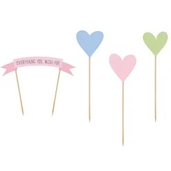 Juego de 4 Toppers para Tarta Corazones