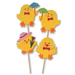 Juego de 12 Toppers Pollitos Pascua 8 cm