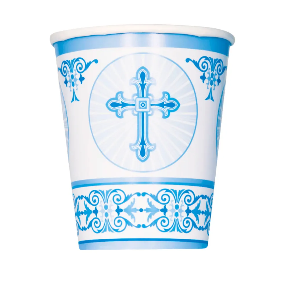 Juego de 8 Vasos Comunión Cruz Azul