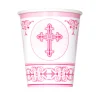 Juego de 8 Vasos Comunión Cruz Rosa