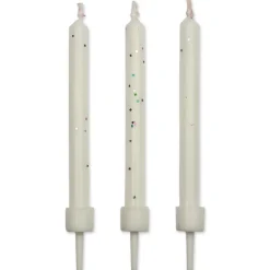 Juego de 10 Velas Blancas con Brillo 6 cm