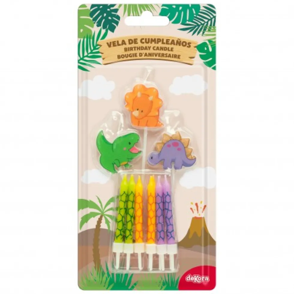 Juego de 9 Velas Dinosaurios Attack