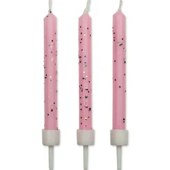 Juego de 10 Velas Rosas con Brillo