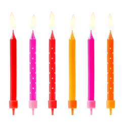 Juego de 6 Velas Rosas, Rojas y Naranjas