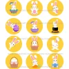 Juego 12 Impresiones de 6 cm en Papel Comestible Conejitos de Pascua Mod A
