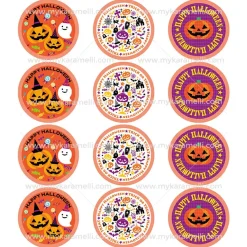 Juego 12 Impresiones Papel Comestible Dulce Halloween A 6 cm