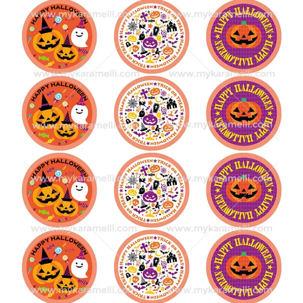 Juego 12 Impresiones Papel Comestible Dulce Halloween A 6 cm