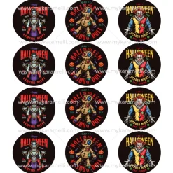 Juego 12 Impresiones Papel Comestible Halloween Monsters A 6 cm