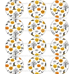 Juego 12 Impresiones Papel Comestible Halloween Modelo D 6 cm