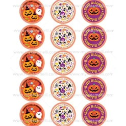 Juego 15 Impresiones Papel Comestible Dulce Halloween A 5 cm