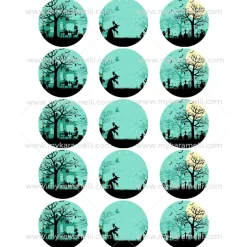 Juego 15 Impresiones Papel Comestible Halloween C 5 cm