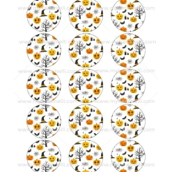 Juego 15 Impresiones Papel Comestible Halloween Modelo D 5 cm