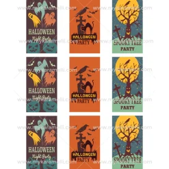 Juego 9 Impresiones Papel Comestible Halloween Rectangular A