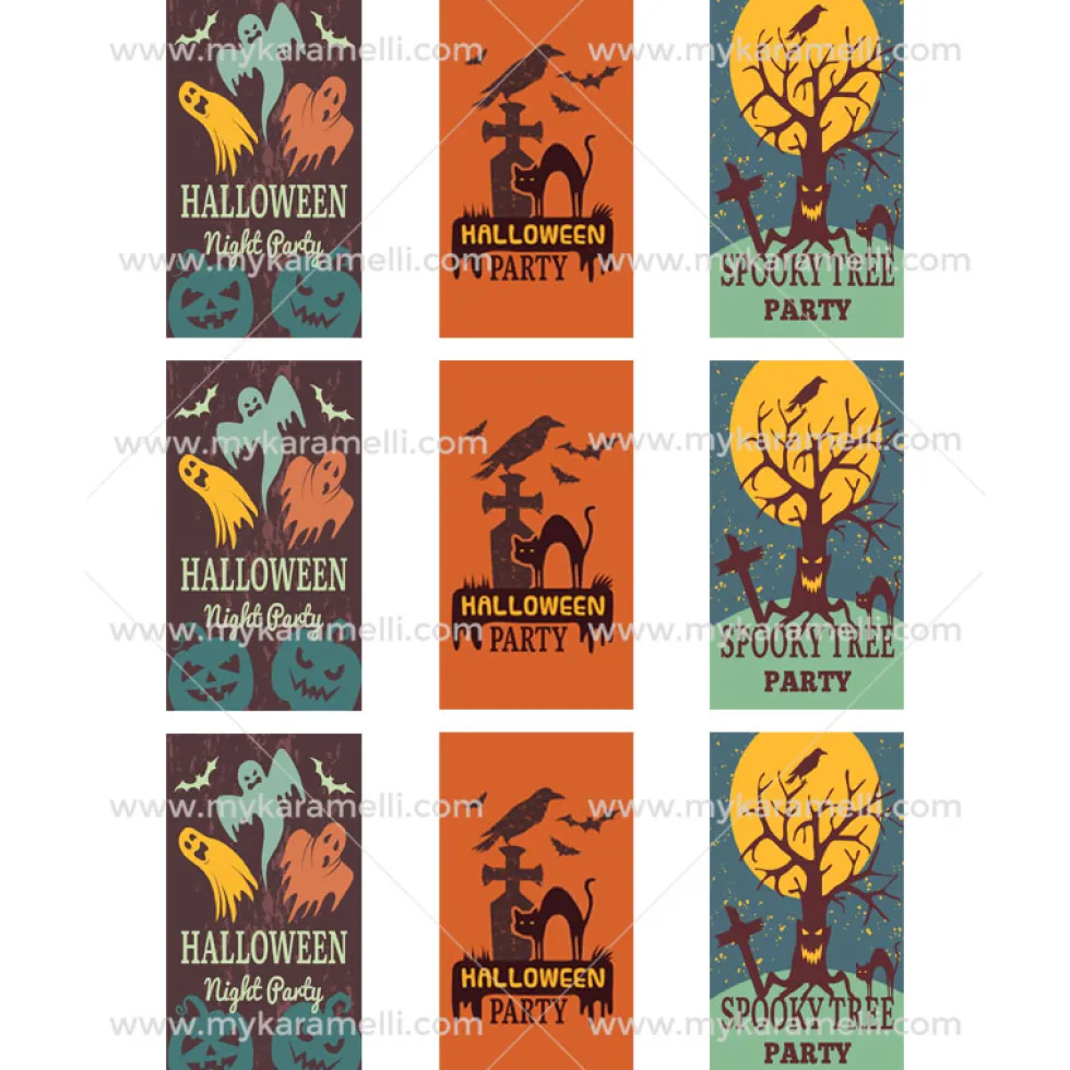 Juego 9 Impresiones Papel Comestible Halloween Rectangular A