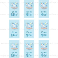 Juego 9 Impresiones Papel Comestible Es un Niño A
