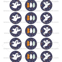 Juego 15 Impresiones Papel de Azúcar Boo Halloween 5 cm
