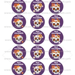 Juego 15 Impresiones Papel de Azúcar Catrinas Halloween 5 cm