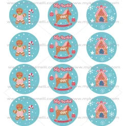 Juego 12 Impresiones Papel de Azúcar Navidad Modelo C 6 cm