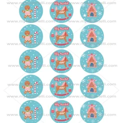Juego 15 Impresiones Papel de Azúcar Navidad Modelo C 5 cm