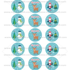 Juego 15 Impresiones Papel de Azúcar Navidad Modelo D 5 cm