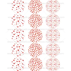 Juego 15 Impresiones Papel de Azúcar Corazones Modelo A 5 cm