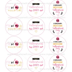 Juego 12 Impresiones Papel de Azúcar Logo San Valentín A 6 cm
