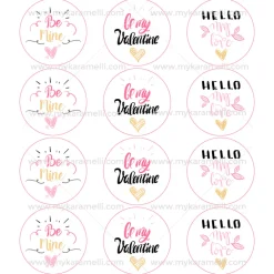 Juego 12 Impresiones Papel de Azúcar Logo San Valentín D 6 cm