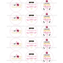 Juego 15 Impresiones Papel de Azúcar Logo San Valentín A 5 cm