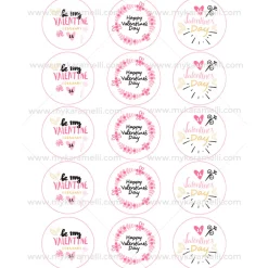 Juego 15 Impresiones Papel de Azúcar Logo San Valentín C 5 cm