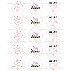 Juego 15 Impresiones Papel de Azúcar Logo San Valentín D 5 cm