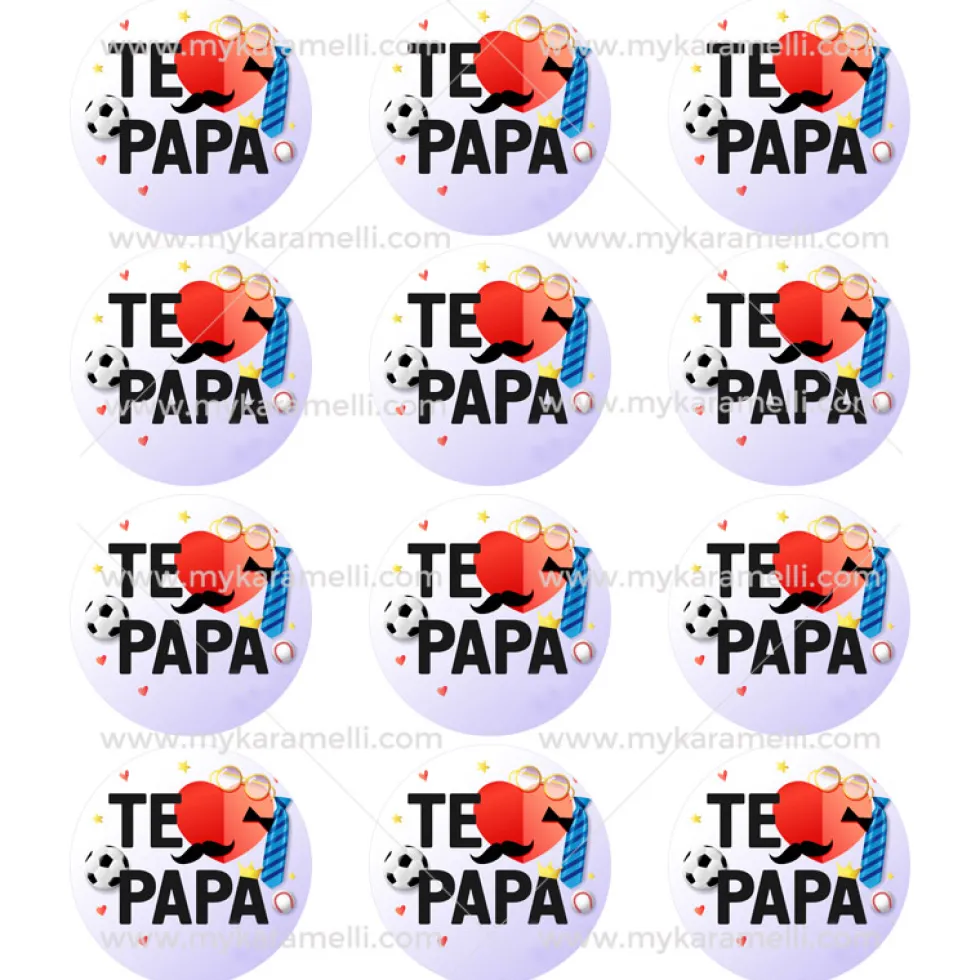 Juego 12 Impresiones Papel de Azúcar Día del Padre G 6 cm