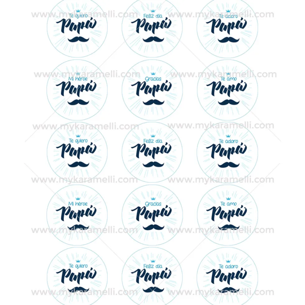Juego 15 Impresiones Papel de Azúcar Día del Padre I 5 cm