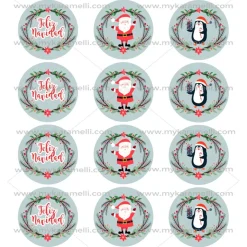 Juego 12 Impresiones Papel de Azúcar Navidad Modelo E 6 cm