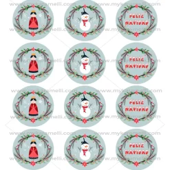 Juego 12 Impresiones Papel de Azúcar Navidad Modelo F 6 cm