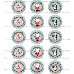 Juego 15 Impresiones Papel de Azúcar Navidad Modelo E 5 cm