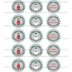 Juego 15 Impresiones Papel de Azúcar Navidad Modelo F 5 cm