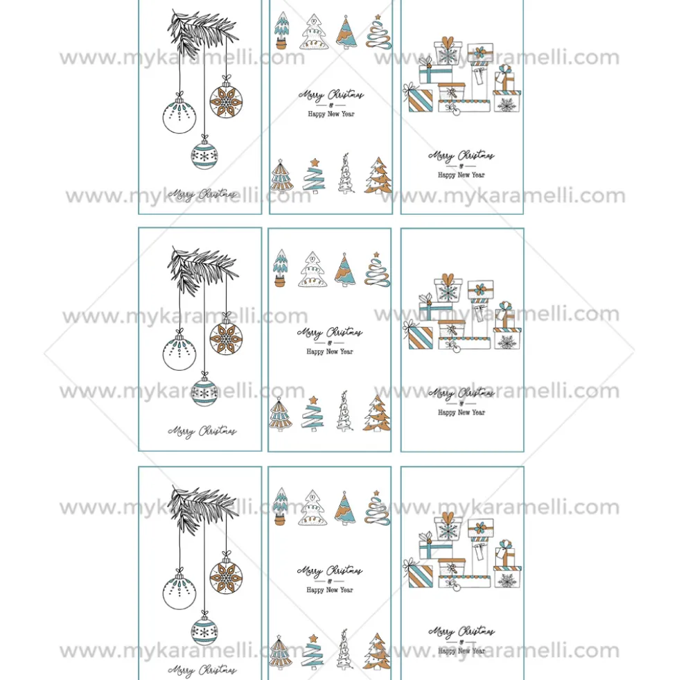 Juego 9 Impresiones 9x5 cm en Papel Comestible Navidad Rectangular D